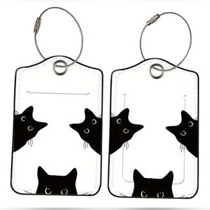 Luggage Tags- Black And White Cat Tags. 2 Pack. New